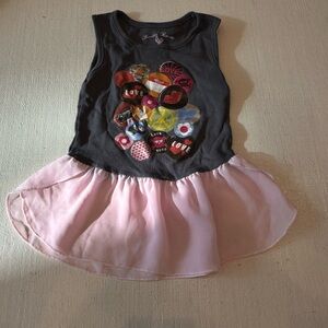 Designer From Denny’s! Gray and Pink Sleeveless Dress with Graphic Design